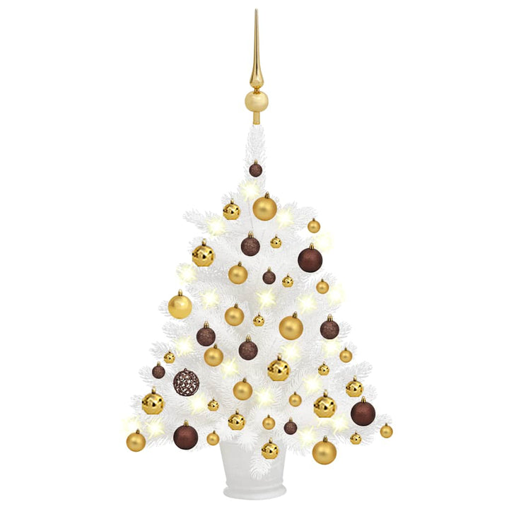 Artificial Pre-Lit Christmas Tree With Ball Set White 65 Cm