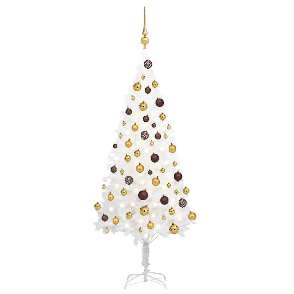 Artificial Pre-Lit Christmas Tree With Ball Set White 65 Cm