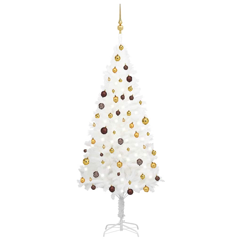 Artificial Pre-Lit Christmas Tree With Ball Set White 65 Cm