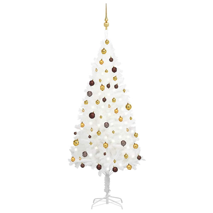 Artificial Pre-Lit Christmas Tree With Ball Set White 65 Cm