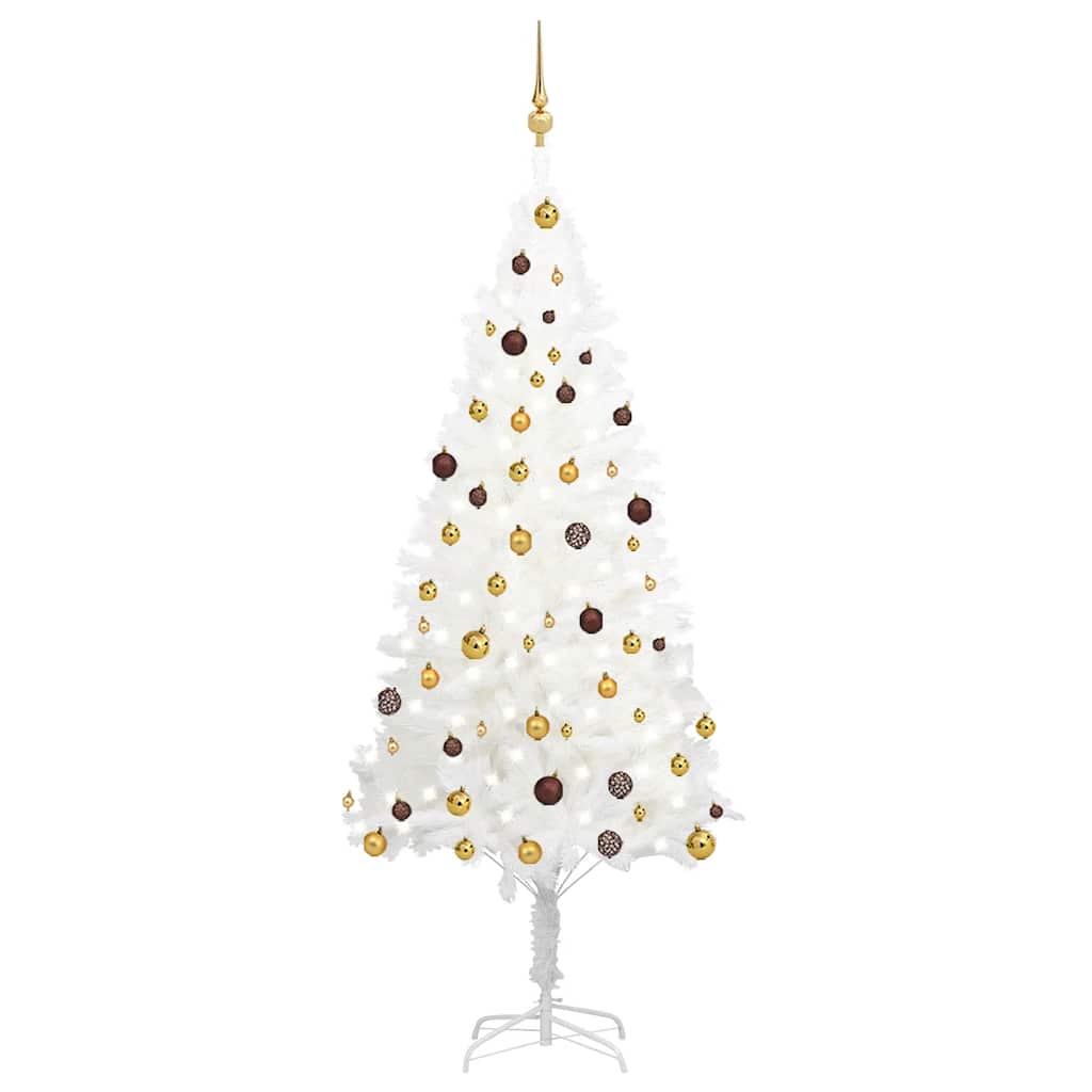 Artificial Pre-Lit Christmas Tree With Ball Set White 65 Cm