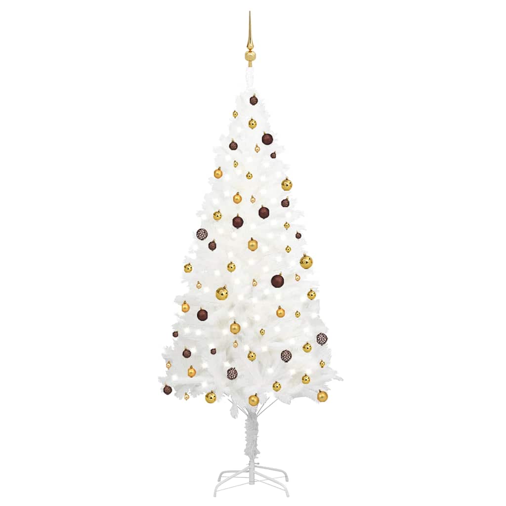 Artificial Pre-Lit Christmas Tree With Ball Set White 65 Cm