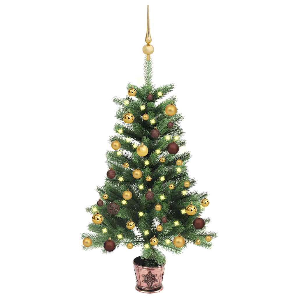 Artificial Pre-Lit Christmas Tree With Ball Set 65 Cm Green