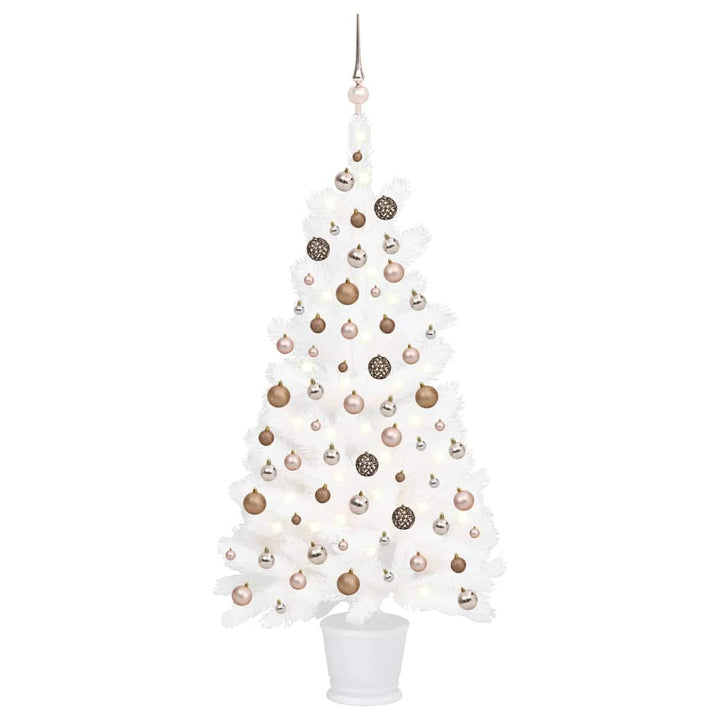 Artificial Pre-Lit Christmas Tree With Ball Set White 65 Cm