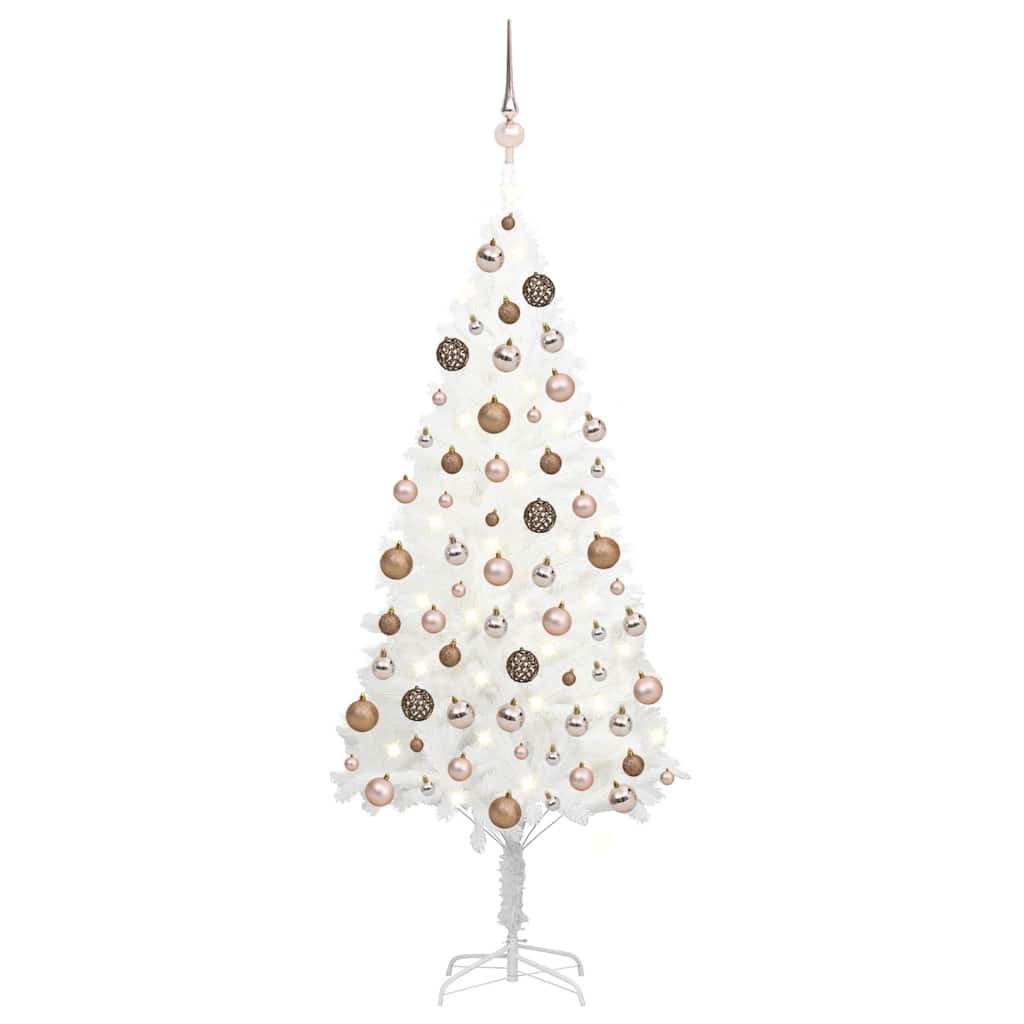 Artificial Pre-Lit Christmas Tree With Ball Set White 65 Cm