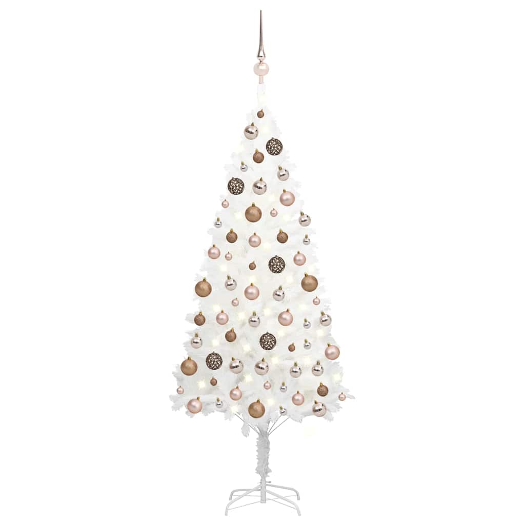 Artificial Pre-Lit Christmas Tree With Ball Set White 65 Cm