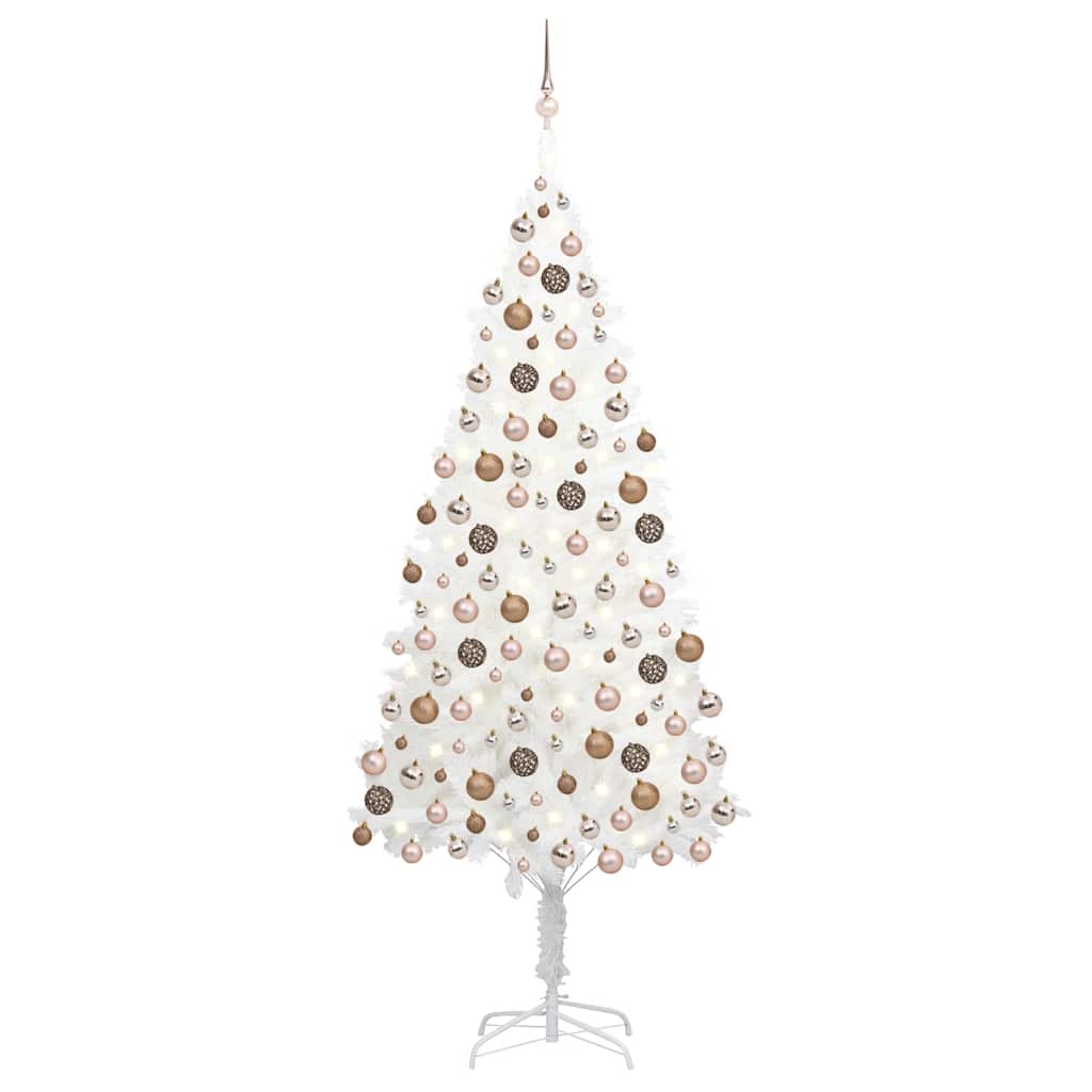 Artificial Pre-Lit Christmas Tree With Ball Set White 65 Cm