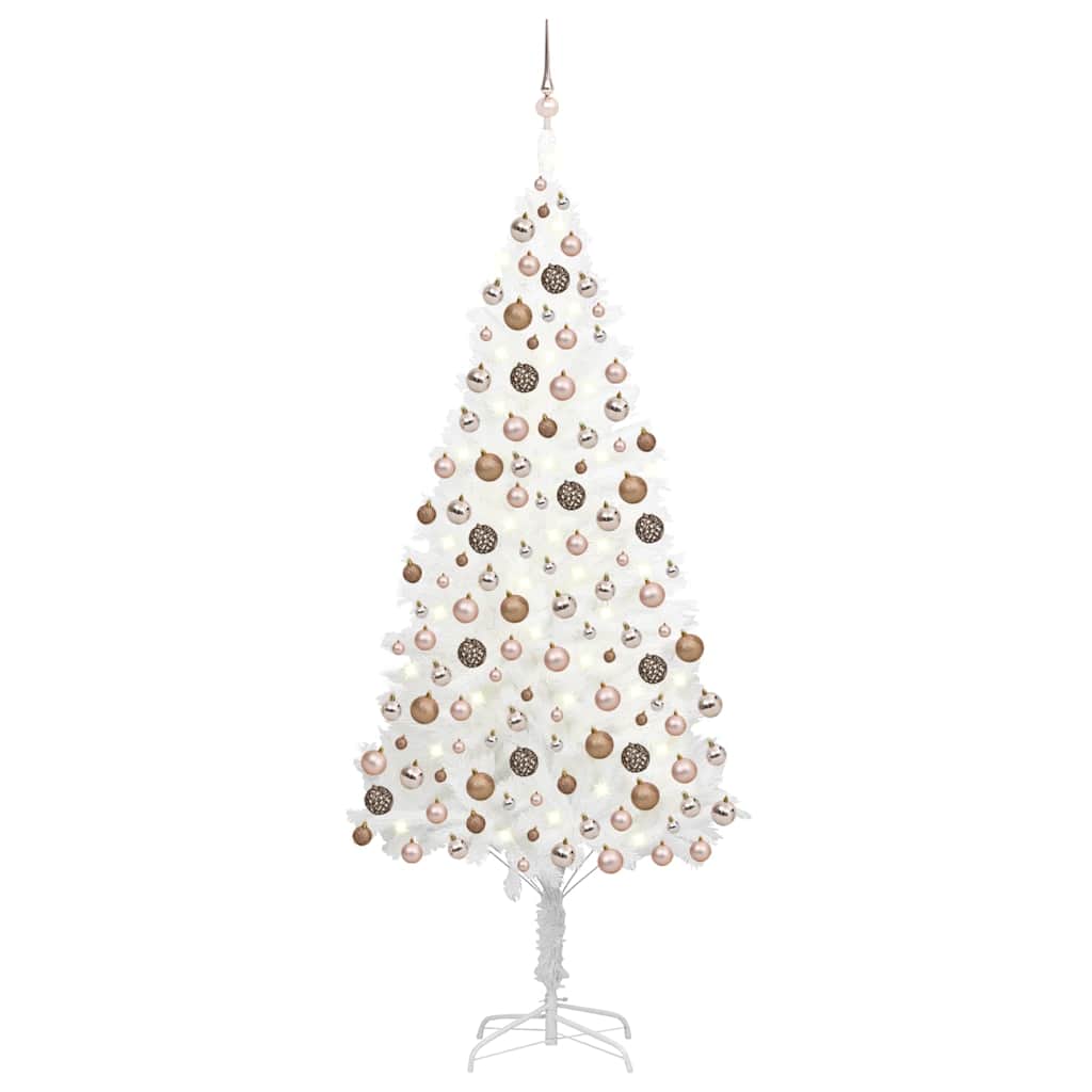 Artificial Pre-Lit Christmas Tree With Ball Set White 65 Cm