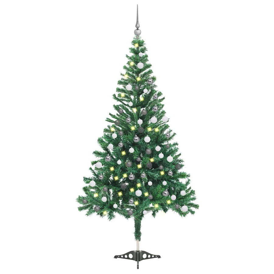 Artificial Pre-Lit Christmas Tree With Ball Set 120Cm 230 Branches