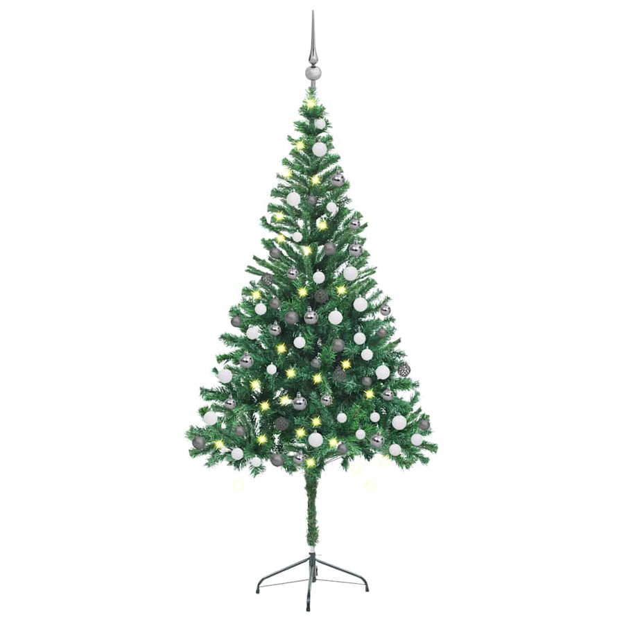 Artificial Pre-Lit Christmas Tree With Ball Set 180Cm 564 Branches
