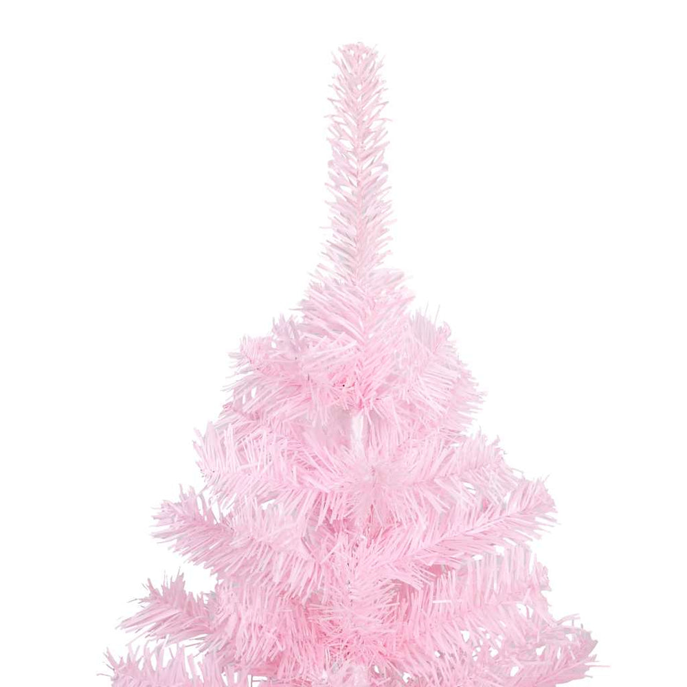 Artificial Pre-Lit Christmas Tree With Ball Set Pink 180 Cm Pvc