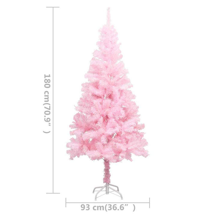 Artificial Pre-Lit Christmas Tree With Ball Set Pink 180 Cm Pvc