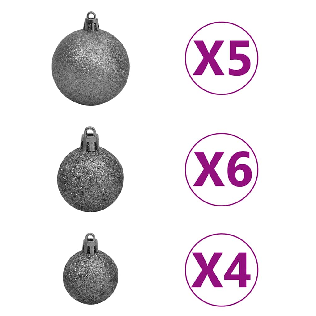 Artificial Pre-Lit Christmas Tree With Ball Set Pink 180 Cm Pvc