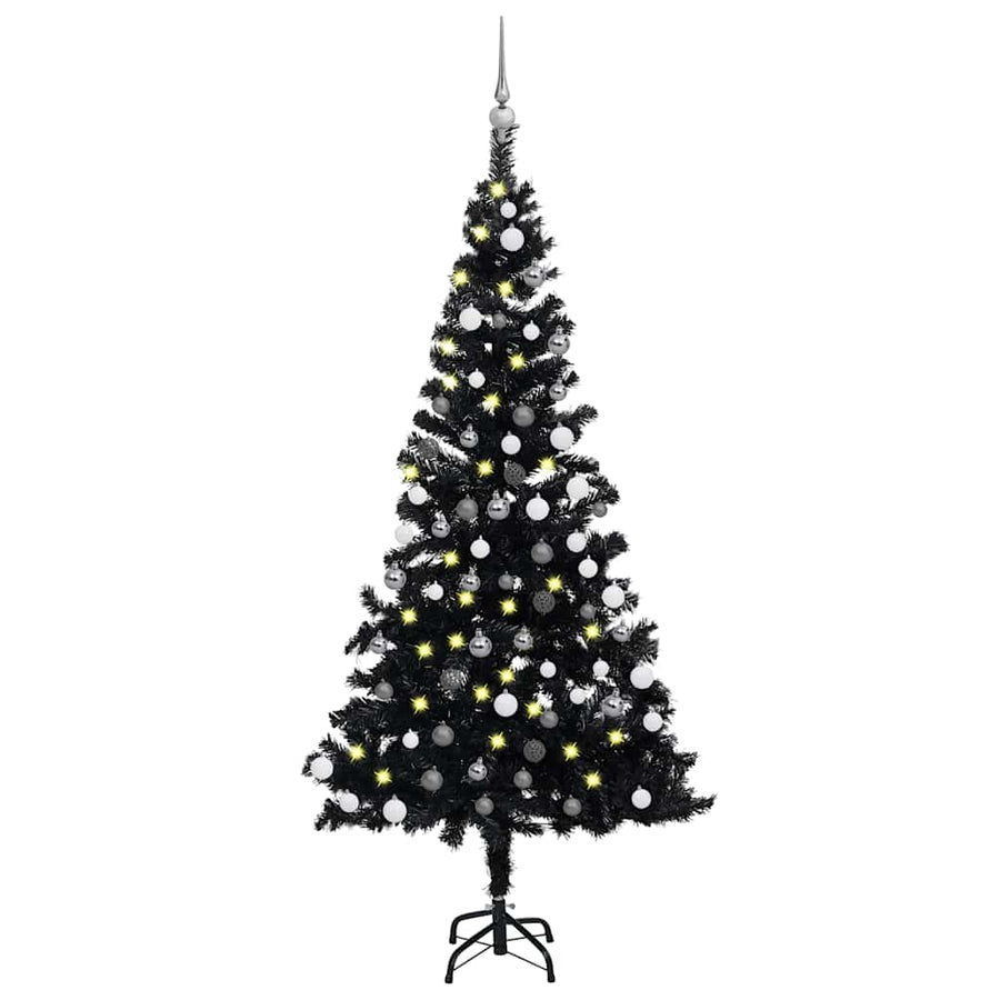Artificial Pre-Lit Christmas Tree With Ball Set 120 Cm Pvc