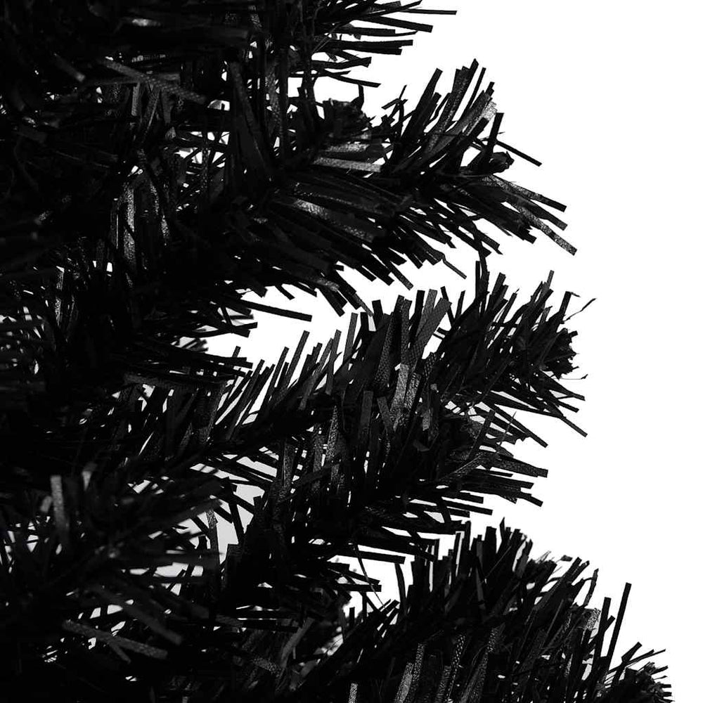 Artificial Pre-Lit Christmas Tree With Ball Set Black 180 Cm Pvc