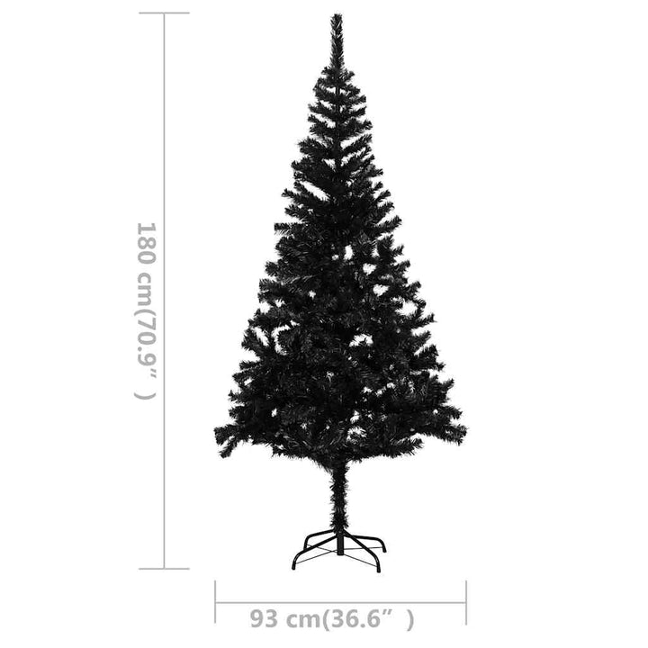 Artificial Pre-Lit Christmas Tree With Ball Set Black 180 Cm Pvc
