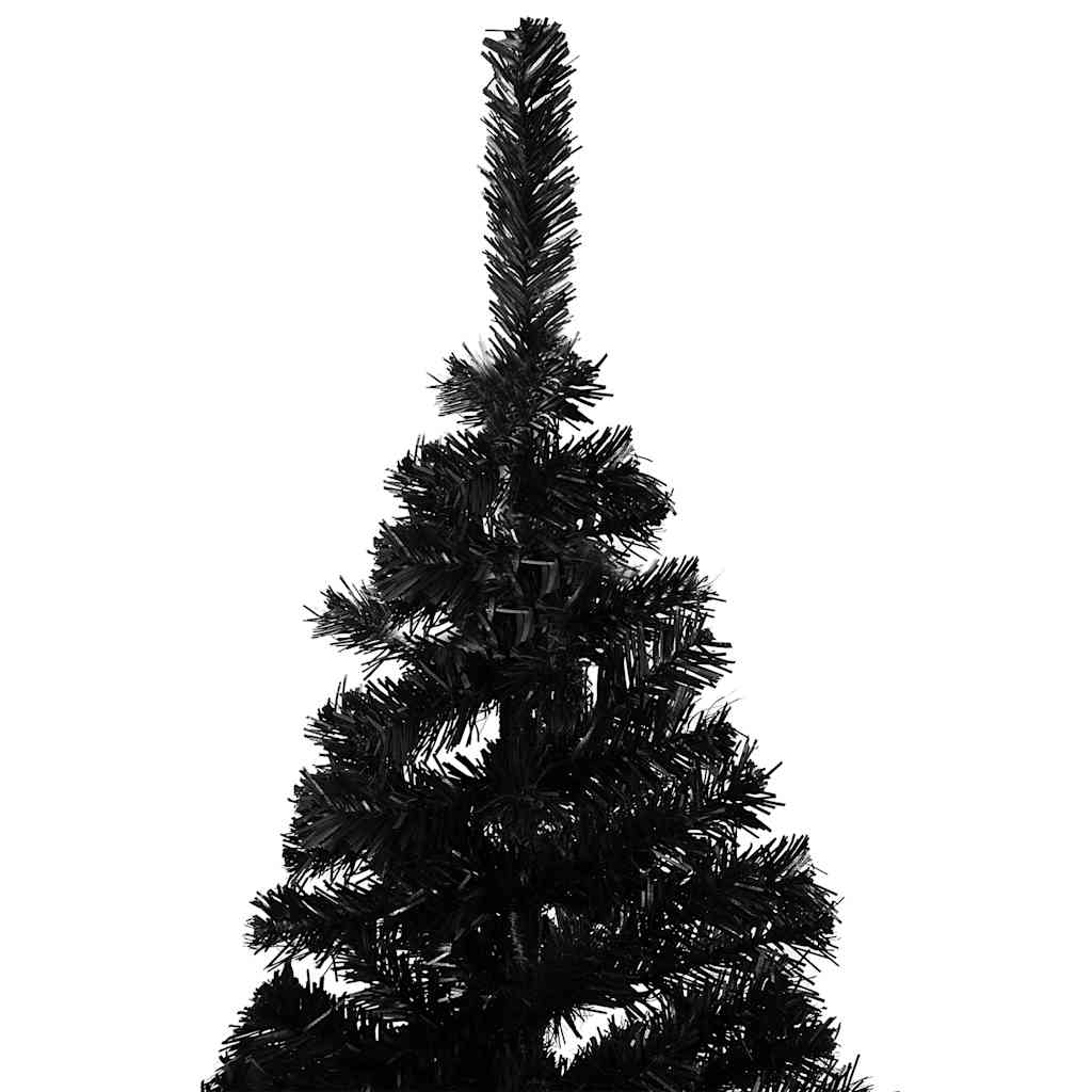 Artificial Pre-Lit Christmas Tree With Ball Set Black 180 Cm Pvc