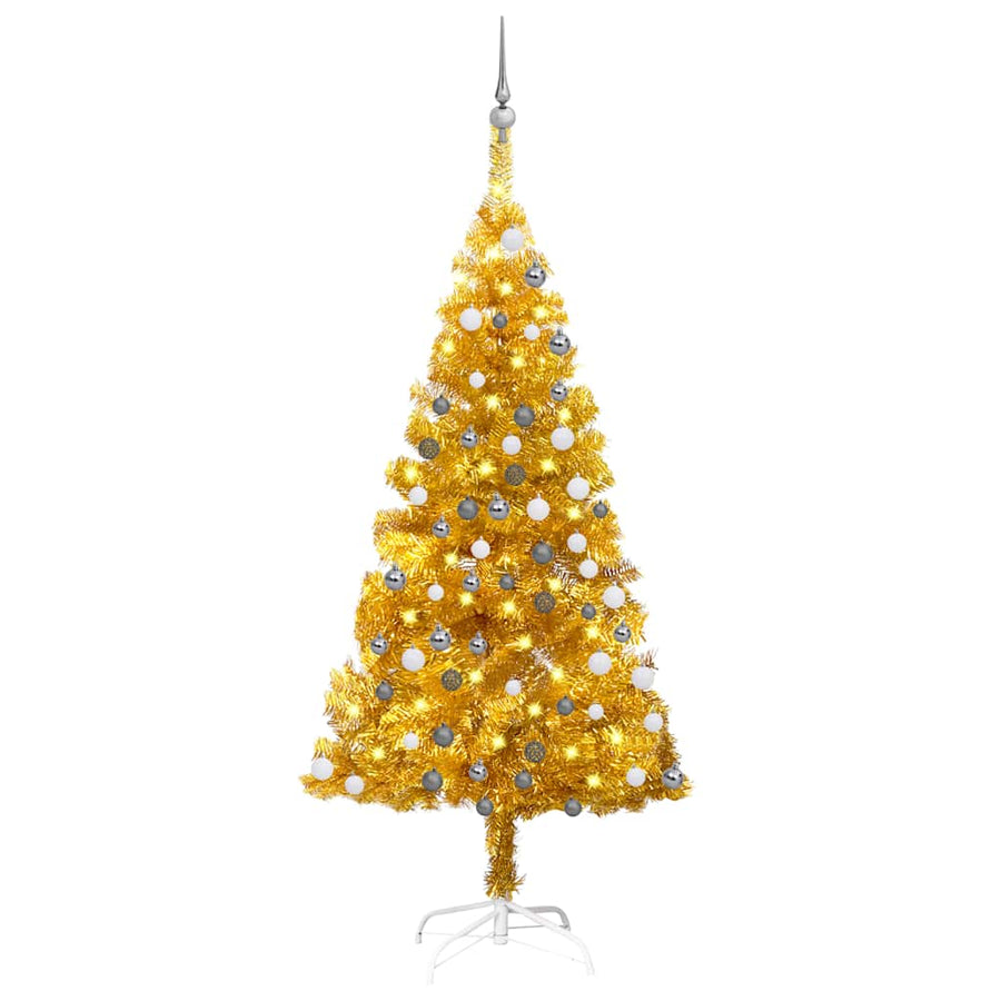 Artificial Pre-Lit Christmas Tree With Ball Set 120 Cm Pet