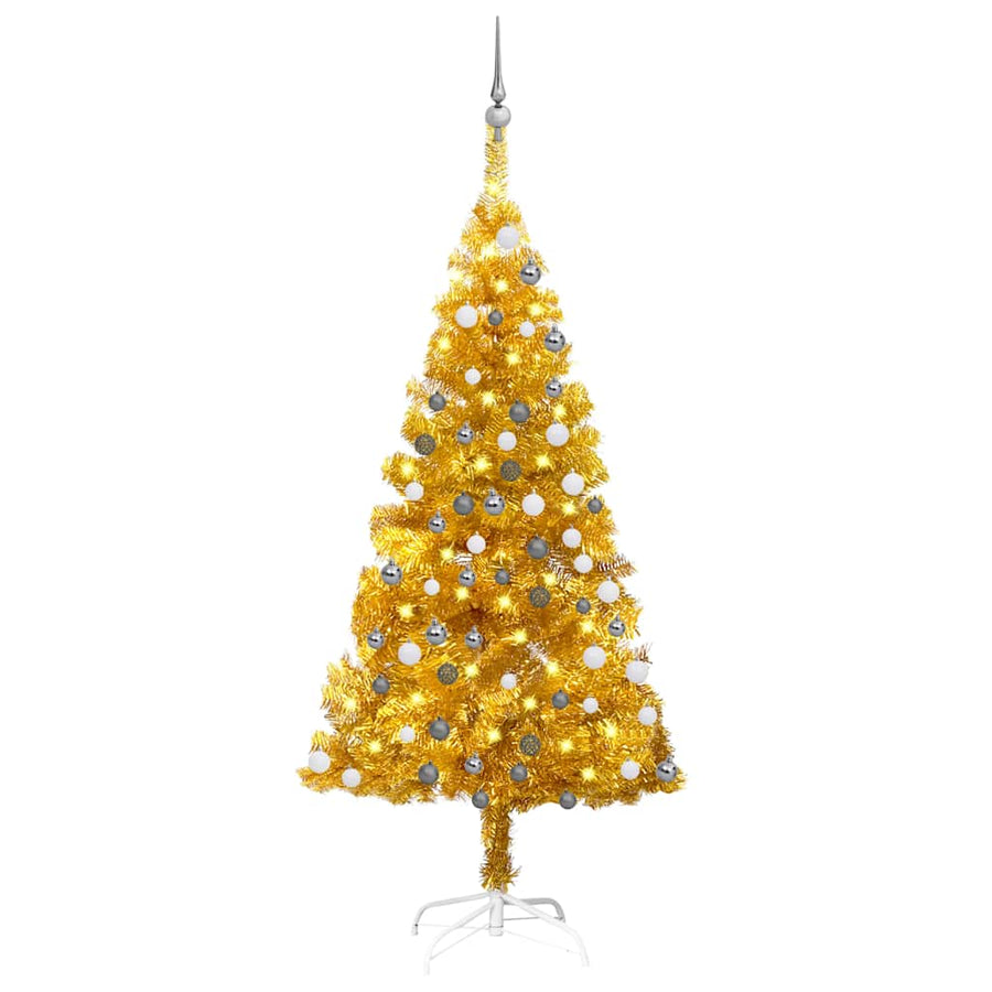 Artificial Pre-Lit Christmas Tree With Ball Set 150 Cm Pet