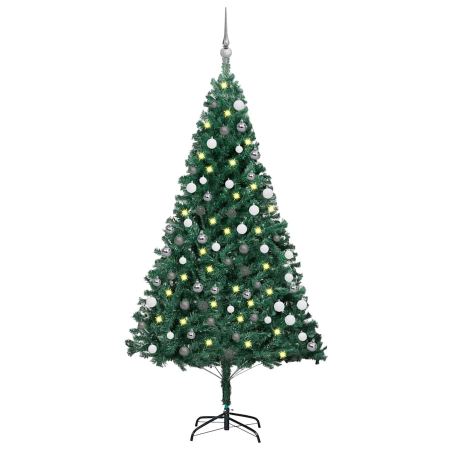 Artificial Pre-Lit Christmas Tree With Ball Set Pvc