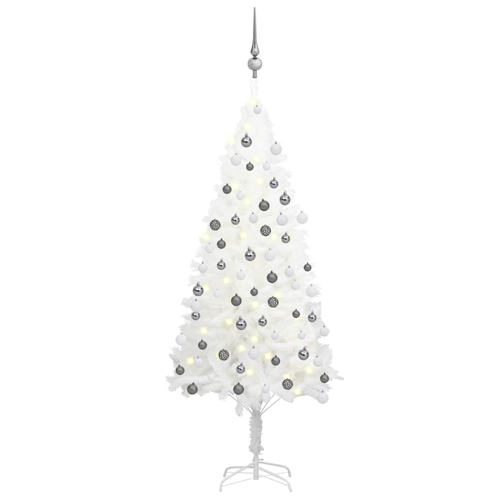 Artificial Pre-Lit Christmas Tree With Ball Set White 65 Cm