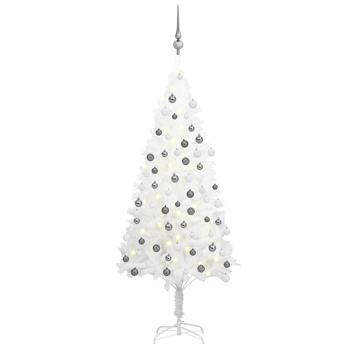 Artificial Pre-Lit Christmas Tree With Ball Set White 65 Cm