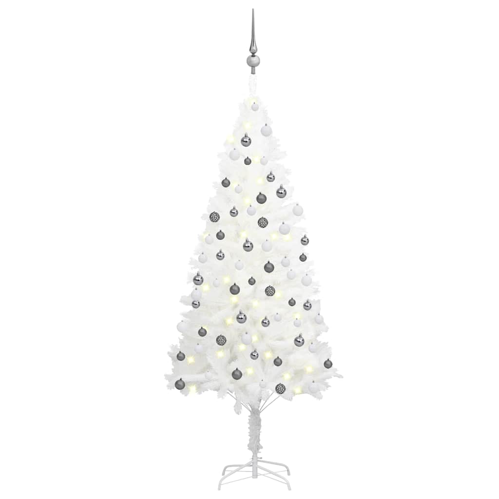 Artificial Pre-Lit Christmas Tree With Ball Set White 65 Cm