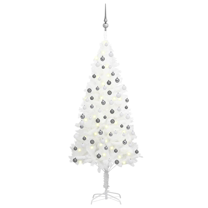 Artificial Pre-Lit Christmas Tree With Ball Set White 65 Cm
