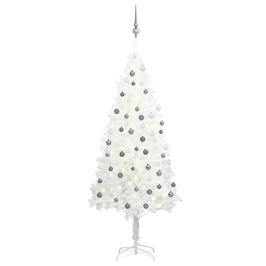 Artificial Pre-Lit Christmas Tree With Ball Set White 65 Cm