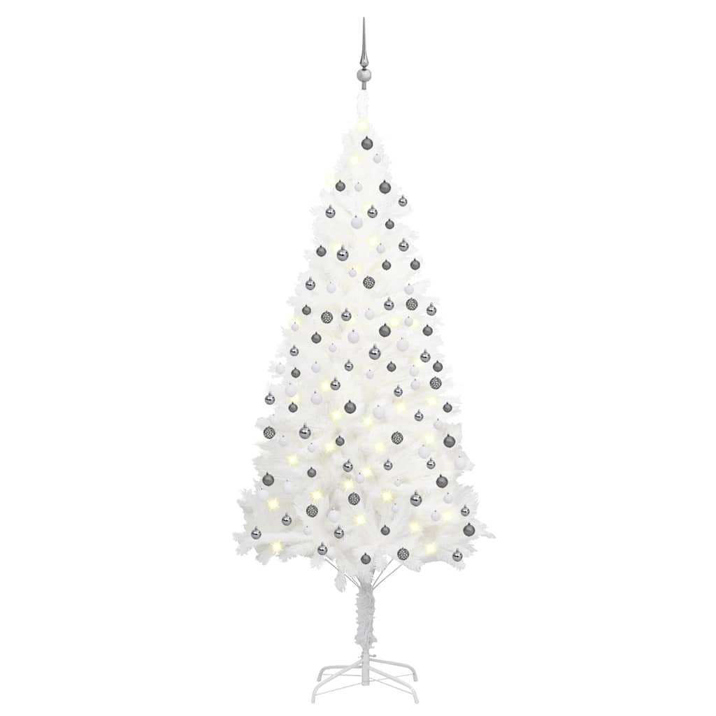 Artificial Pre-Lit Christmas Tree With Ball Set White 65 Cm