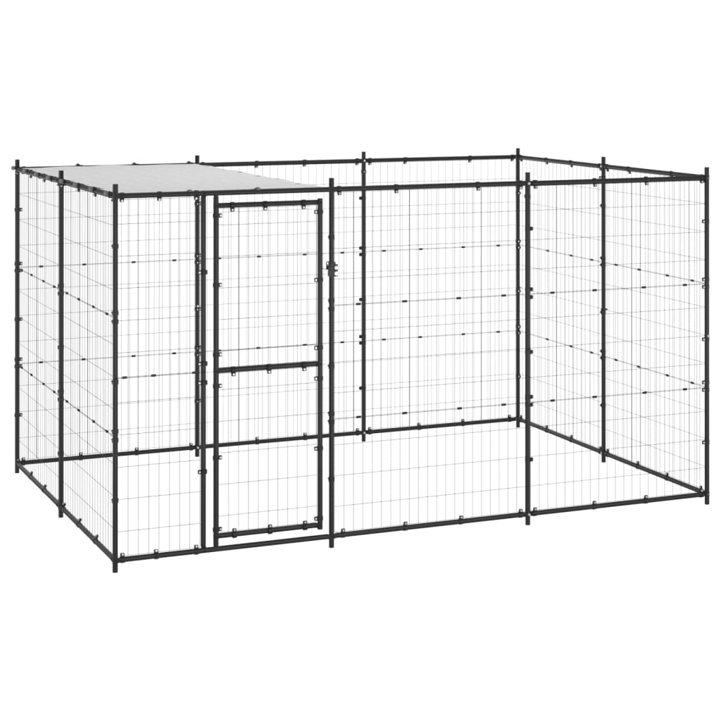 Outdoor Dog Kennel Galvanised Steel With Roof 7.26 M²