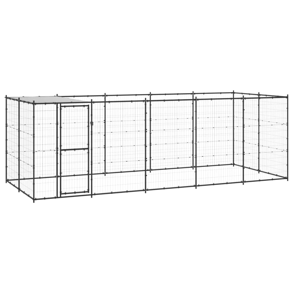 Outdoor Dog Kennel Galvanised Steel With Roof 7.26 M²