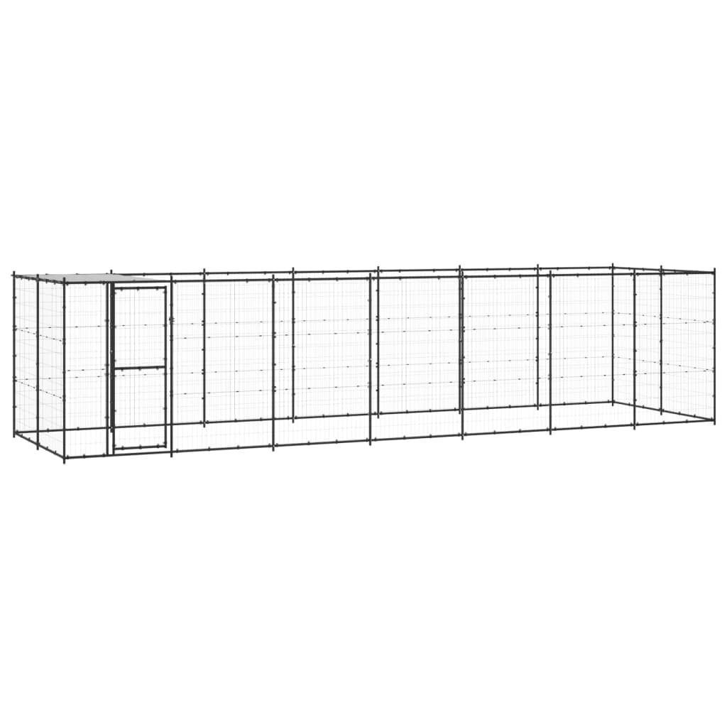 Outdoor Dog Kennel Galvanised Steel With Roof 7.26 M²