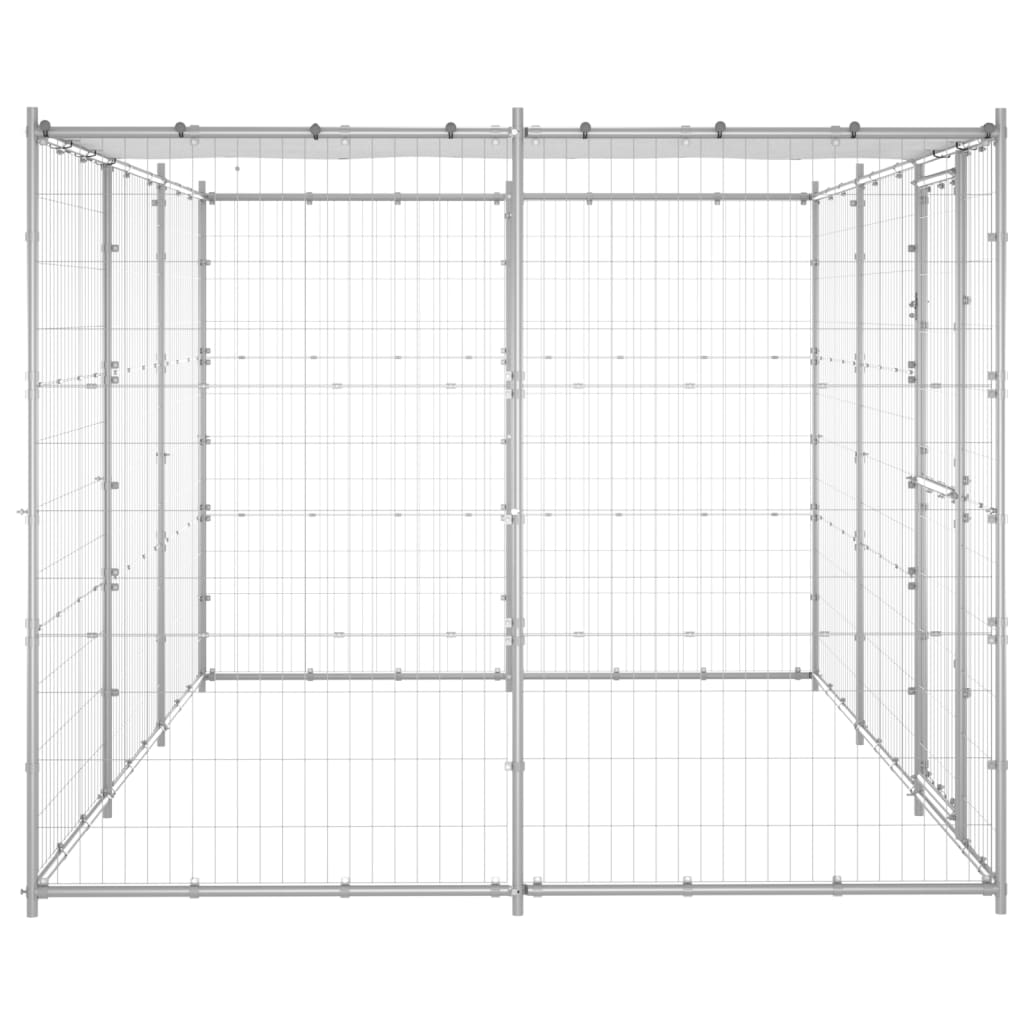 Outdoor Dog Kennel Galvanised Steel With Roof 7.26 M²