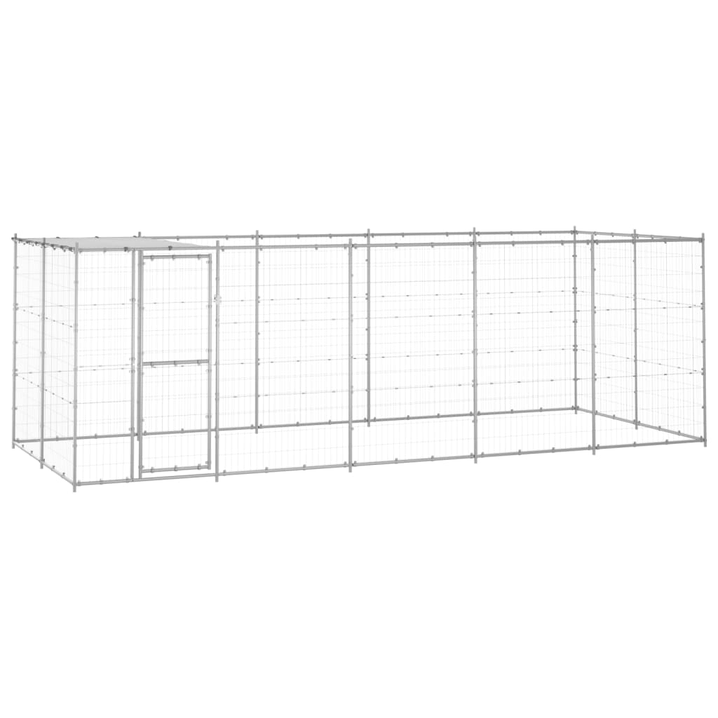 Outdoor Dog Kennel Galvanised Steel With Roof 7.26 M²