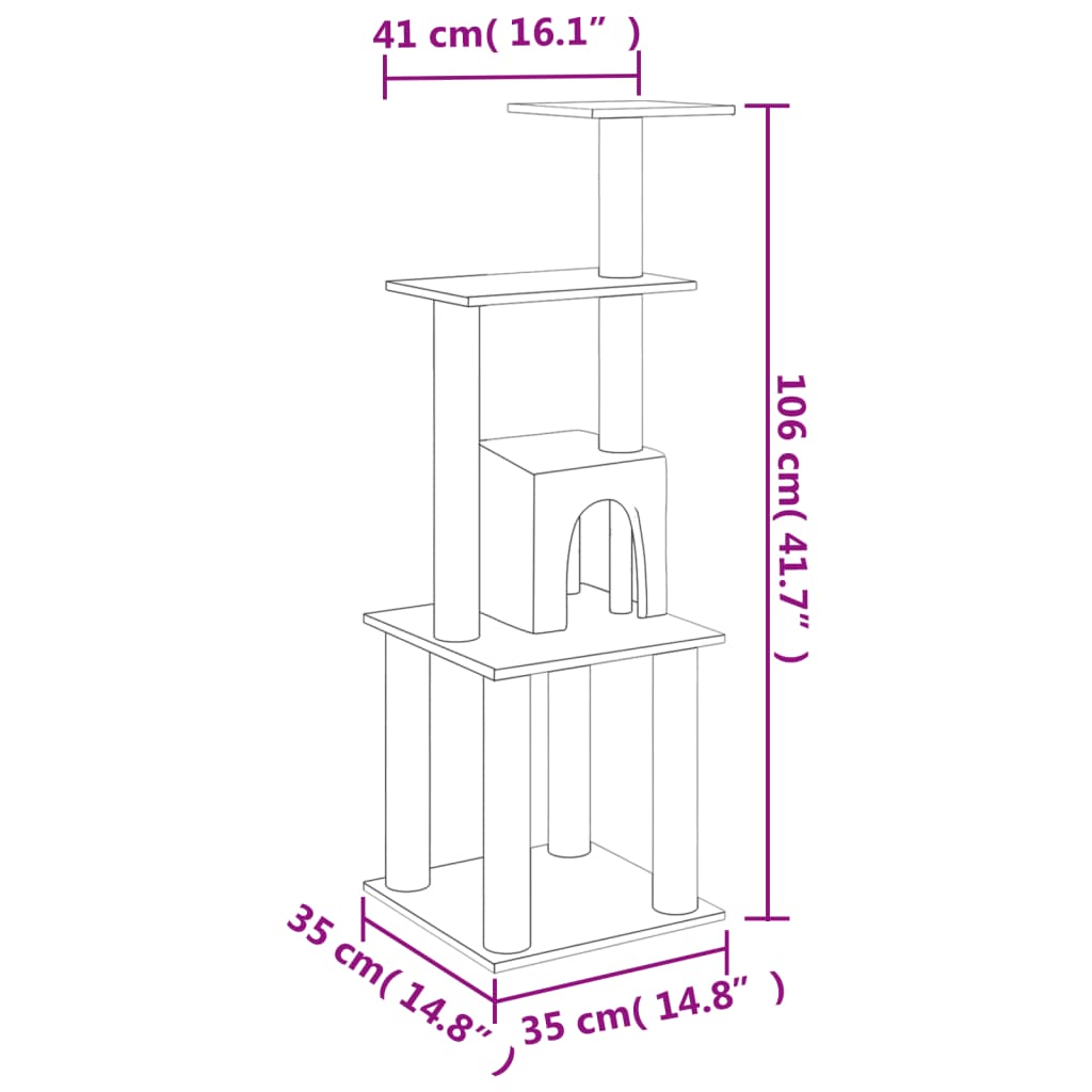 Cat Tree With Sisal Scratching Posts 105 Cm