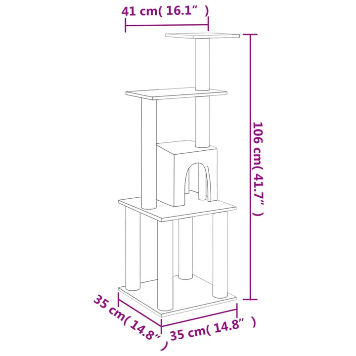 Cat Tree With Sisal Scratching Posts 105 Cm