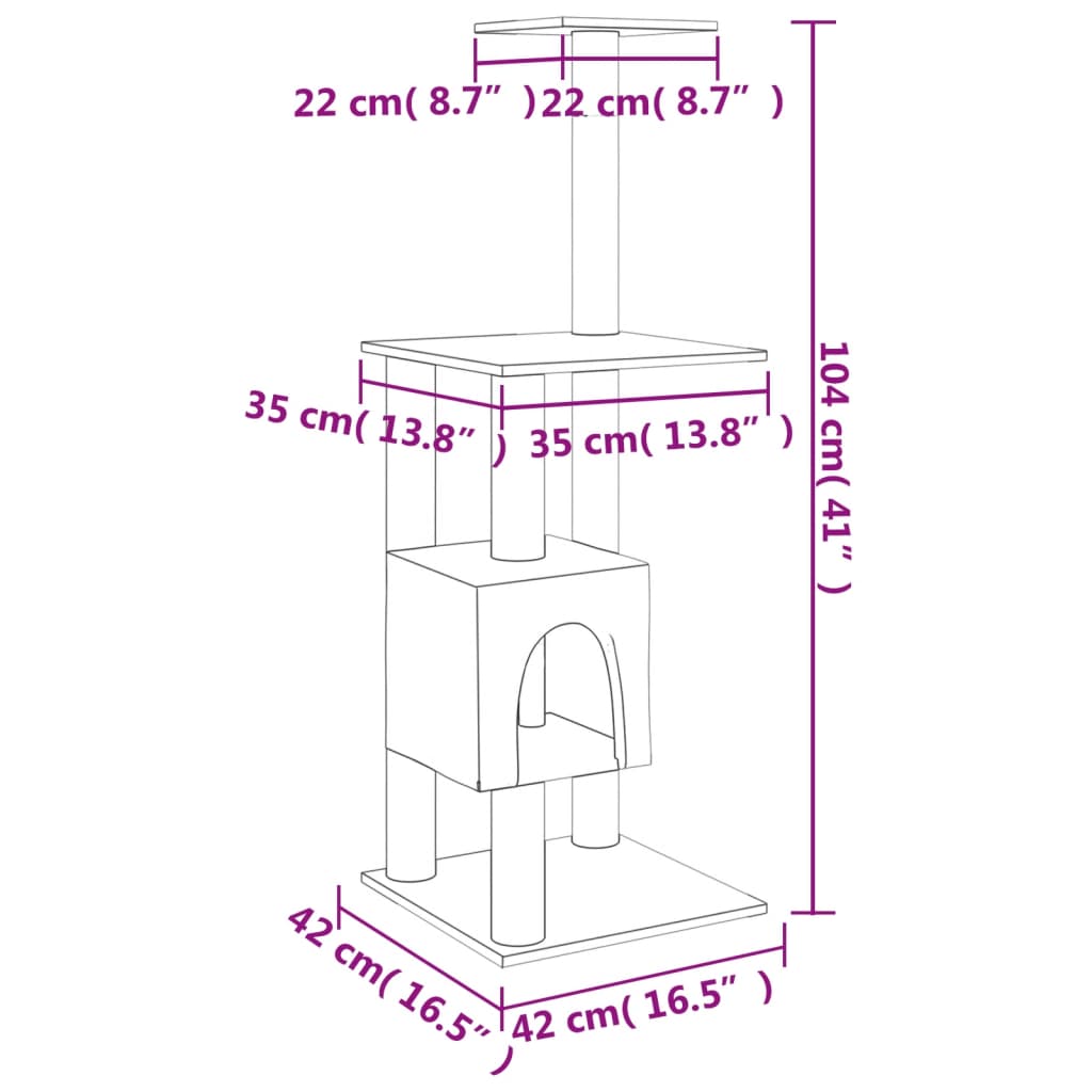 Cat Tree With Sisal Scratching Posts 104 Cm