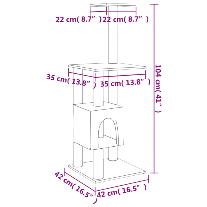 Cat Tree With Sisal Scratching Posts 104 Cm