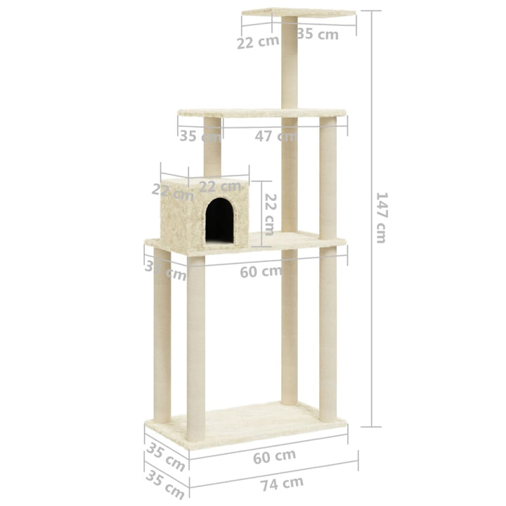 Cat Tree With Sisal Scratching Posts 147 Cm