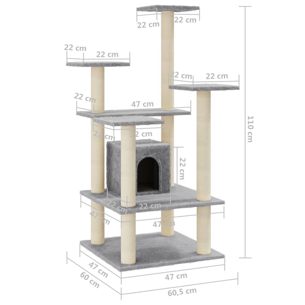 Cat Tree With Sisal Scratching Posts 110 Cm
