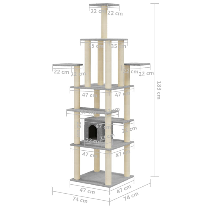 Cat Tree With Sisal Scratching Posts 183 Cm