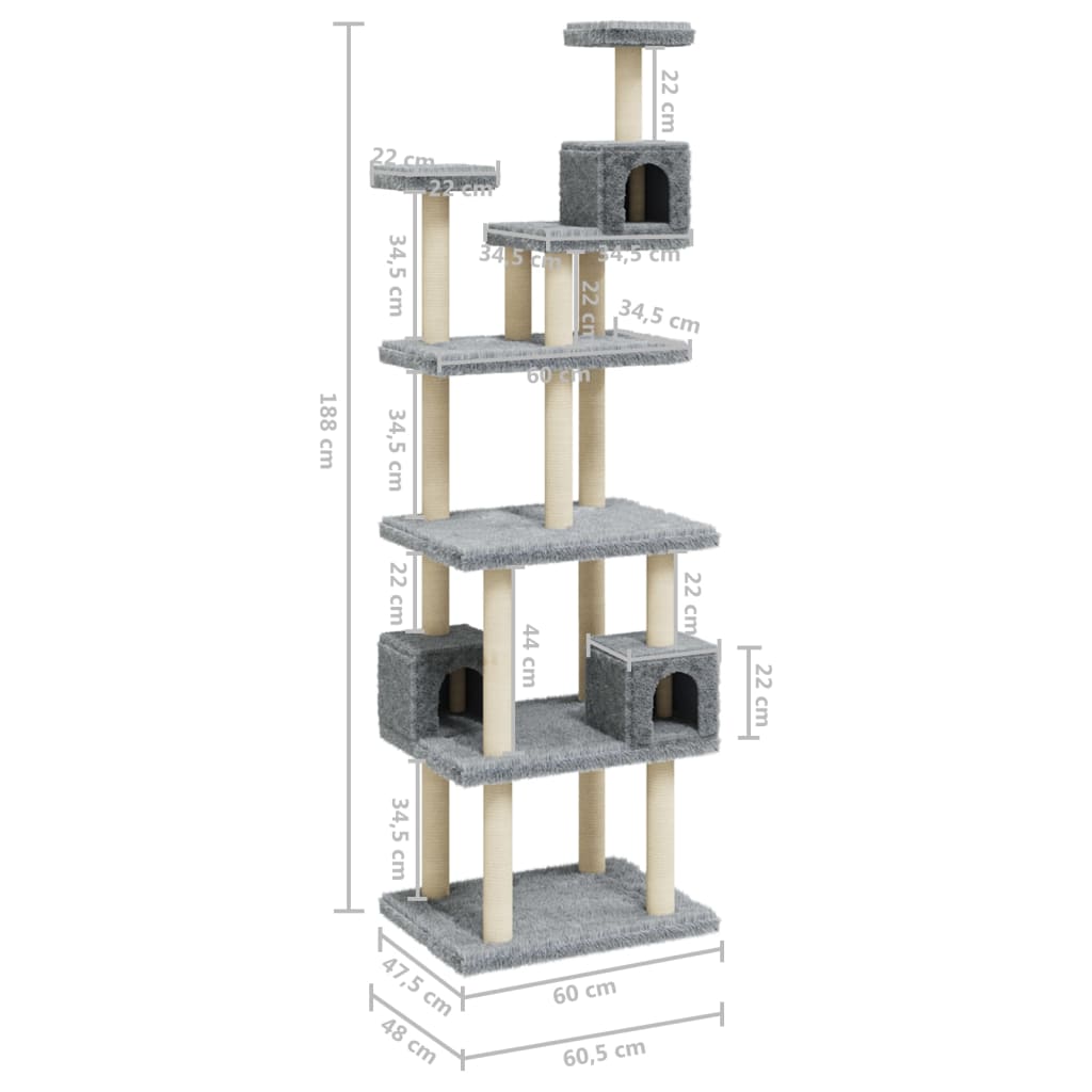 Cat Tree With Sisal Scratching Posts 188 Cm