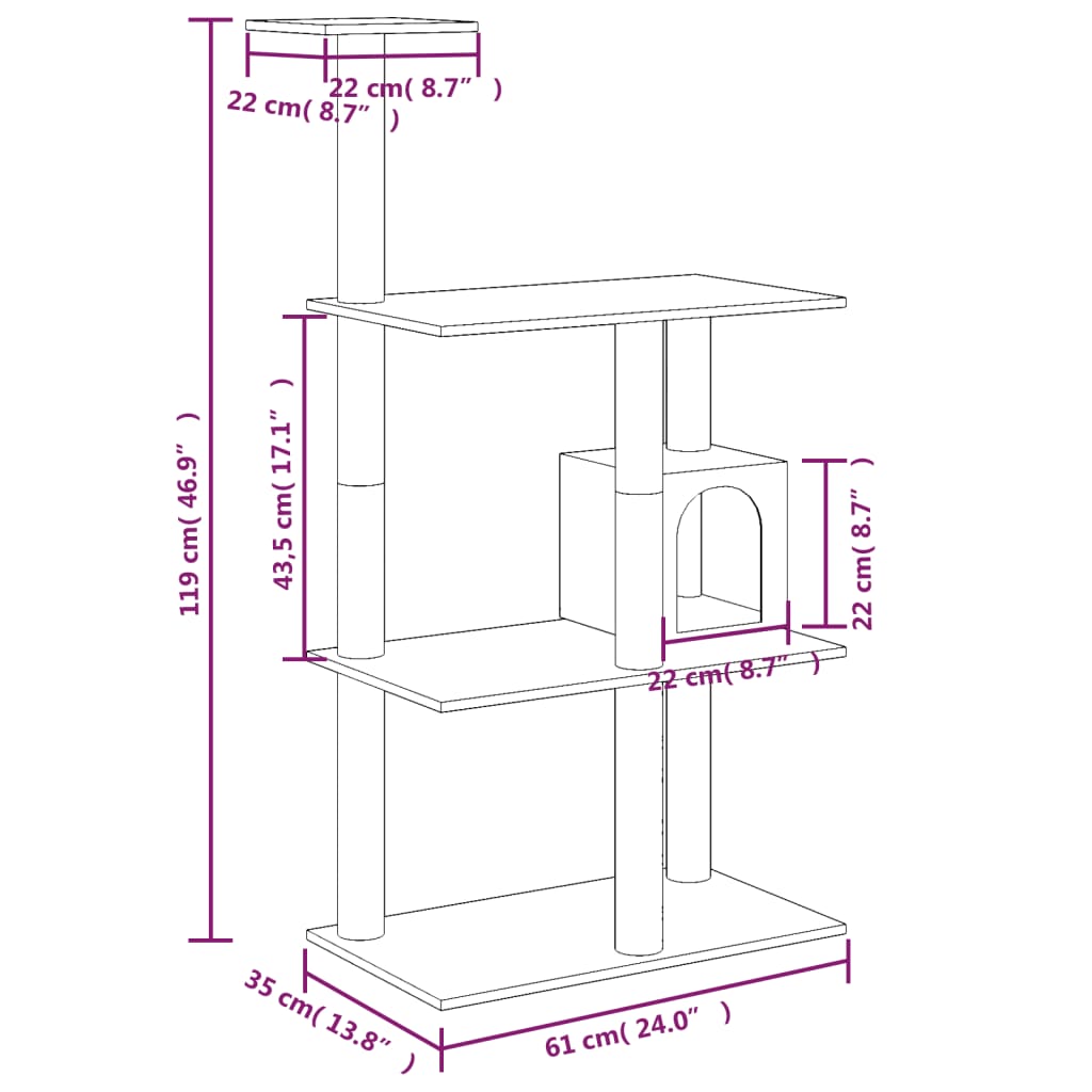 Cat Tree With Sisal Scratching Posts 119 Cm