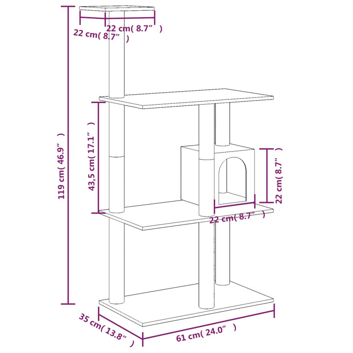 Cat Tree With Sisal Scratching Posts 119 Cm