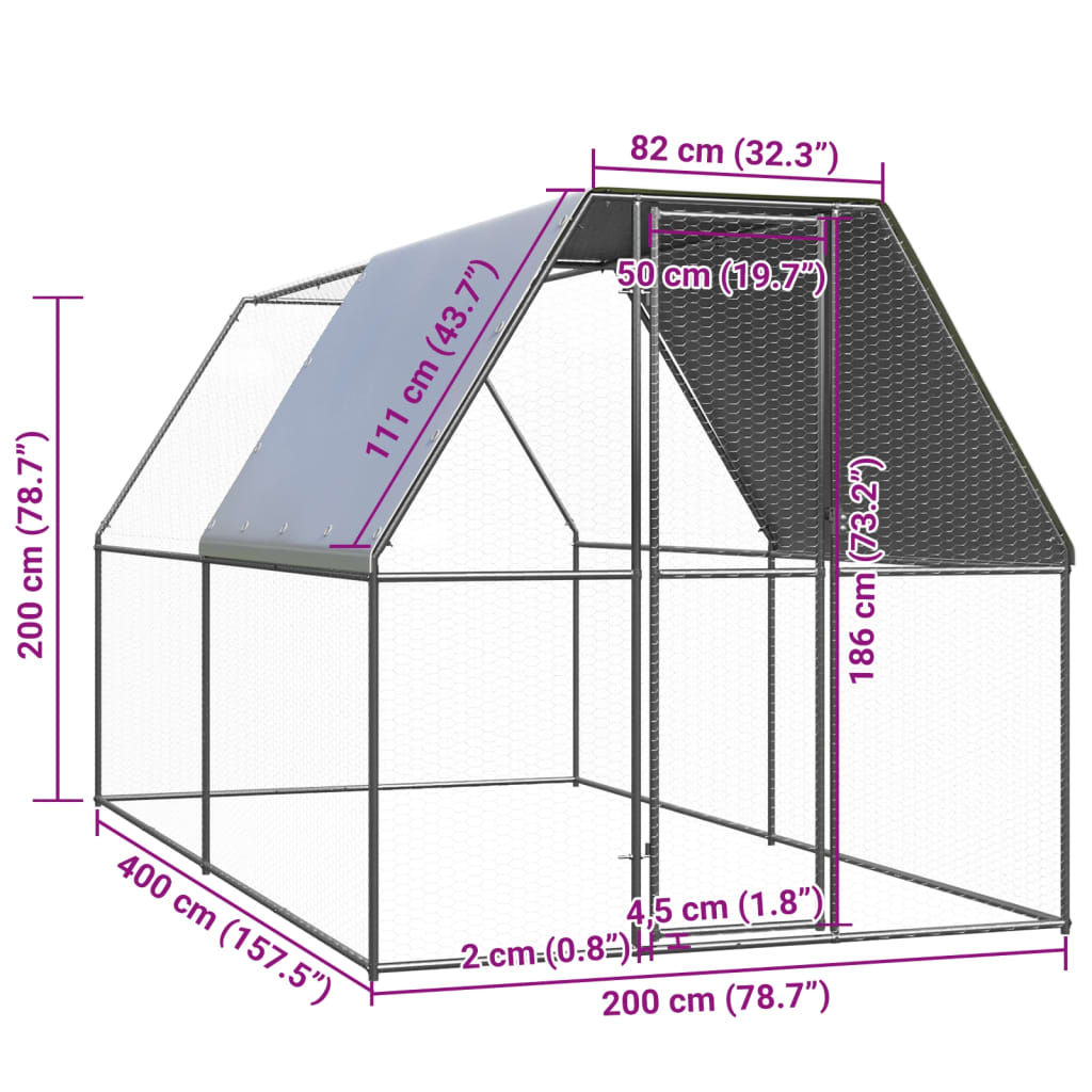 Outdoor Chicken Cage Galvanised Steel