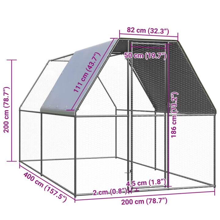 Outdoor Chicken Cage Galvanised Steel