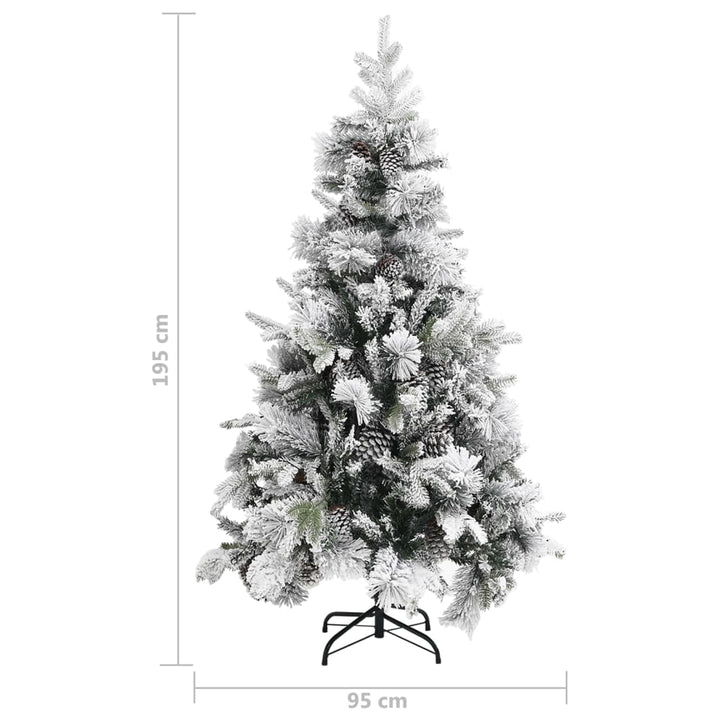 Christmas Tree With Flocked Snow&Cones 195 Cm Pvc&Pe