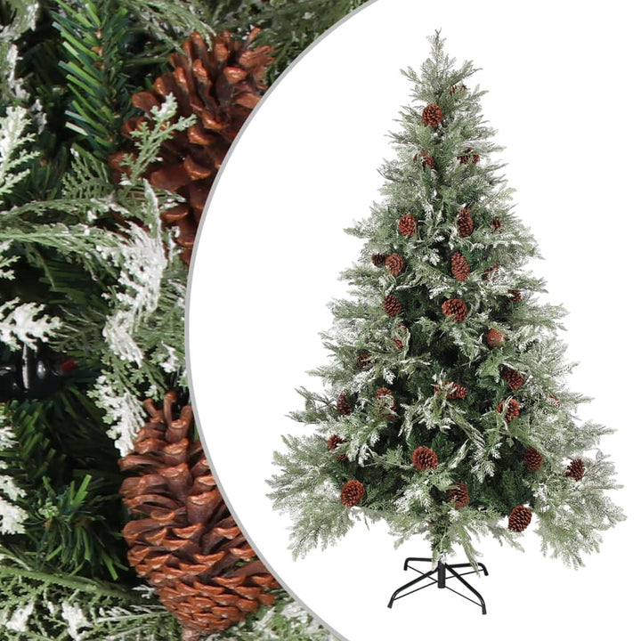 Christmas Tree With Pine Cones Green And White 225 Cm Pvc&Pe
