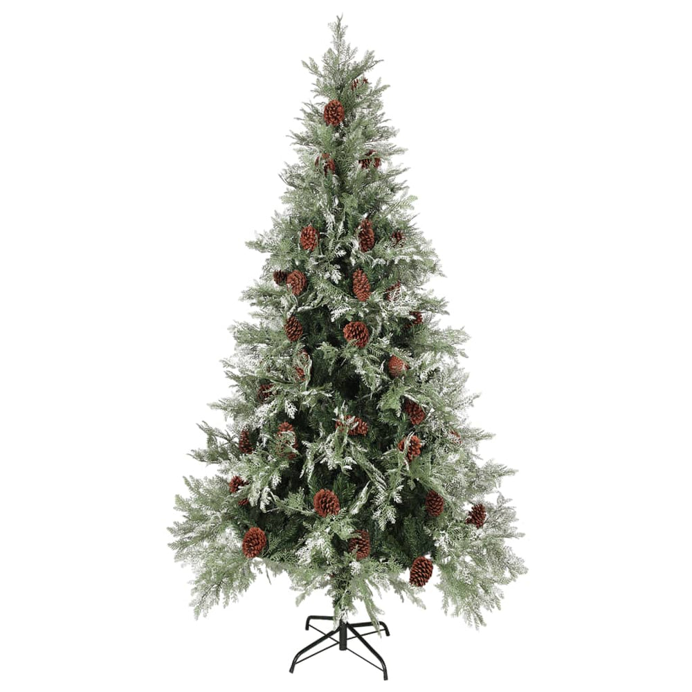 Christmas Tree With Pine Cones Green And White 225 Cm Pvc&Pe